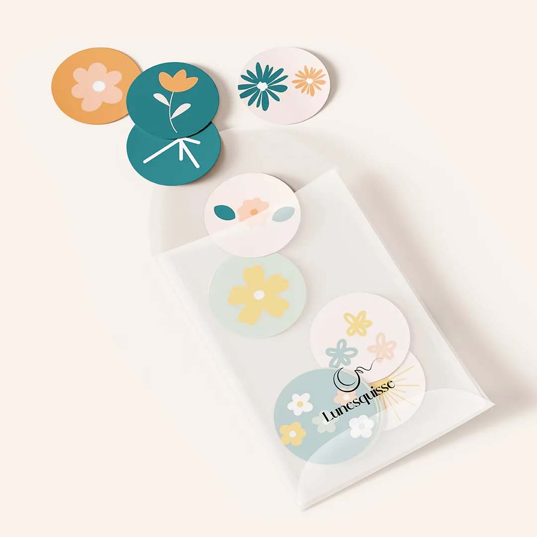 Mockup stickers pochette